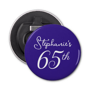 Elegant Dark Purple Monogram 65th Birthday Party Bottle Opener