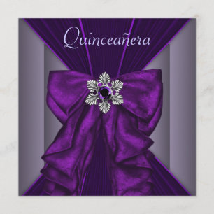 Elegant Dark Purple Quinceanera Party Invitation
