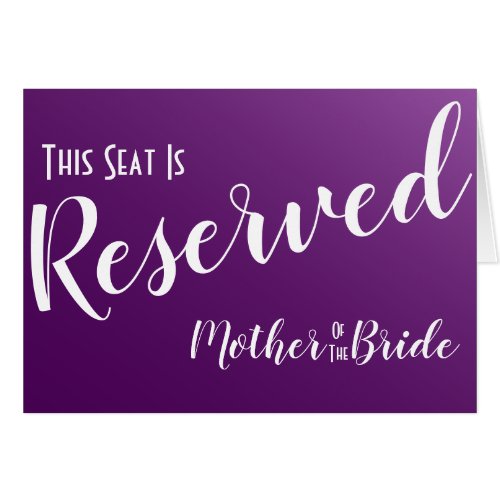 Elegant Dark Purple Reserved Seat Wedding Sign