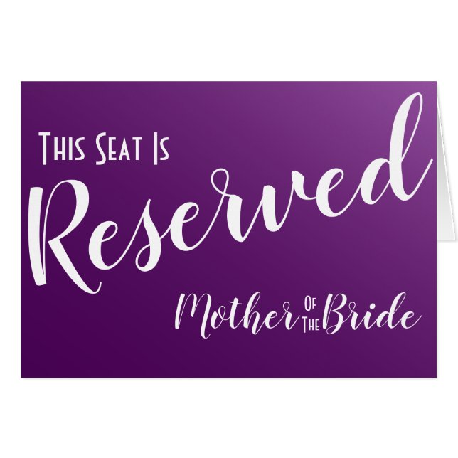Elegant Dark Purple Reserved Seat Wedding Sign (Front Horizontal)