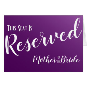 Elegant Dark Purple Reserved Seat Wedding Sign Cards