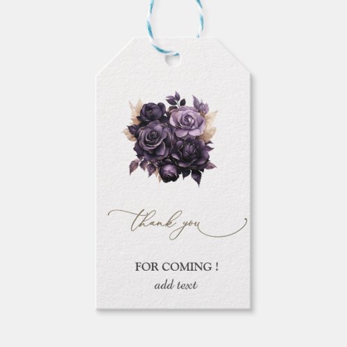 Elegant Dark Purple Roses Gift Tags