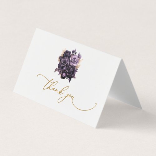 Elegant Dark Purple Roses Thank You Card