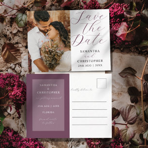 Elegant Dark Purple Save the Date Wedding Announcement Postcard