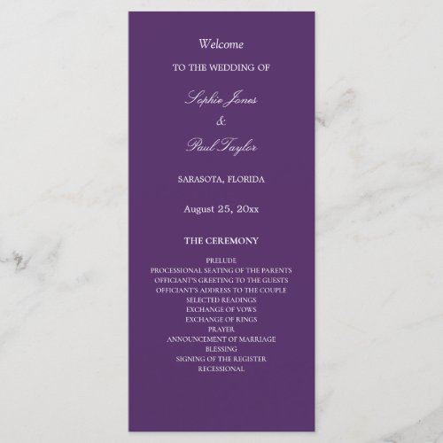 Elegant Dark Purple Wedding Program