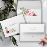 Elegant Dark Red and Blush Pink Roses Wedding Envelope<br><div class="desc">Chic editable burgundy calligraphy script with deep red and blush pink watercolor roses bouquets with green foliage making a classy vintage style wedding monogrammed envelope.       Suitable for rustic garden outdoor backyard spring,  summer or autumn fall weddings or other classy outdoor events.</div>