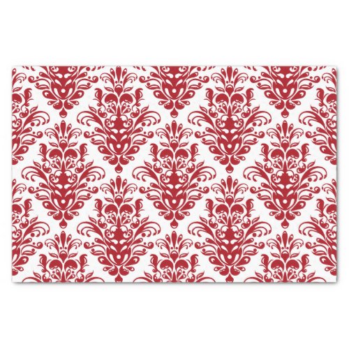 Elegant dark red  and white damask pattern tissue paper