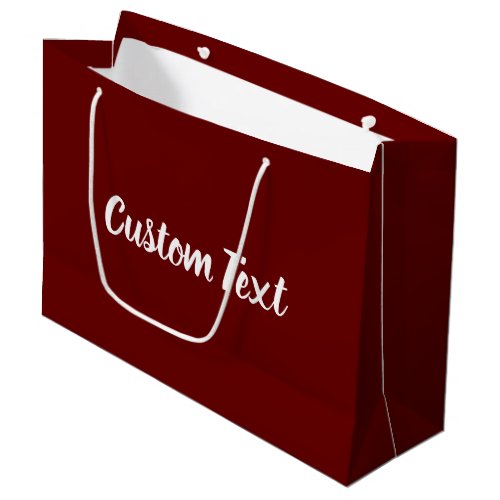 Elegant Dark Red and White Script Text Template Large Gift Bag