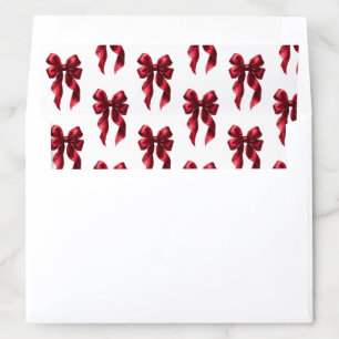 Elegant Dark Red Bow Coquette Bridal Shower Envelope Liner