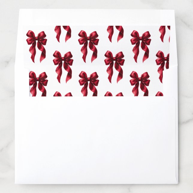 Elegant Dark Red Bow Coquette Bridal Shower Envelope Liner (In Envelope)