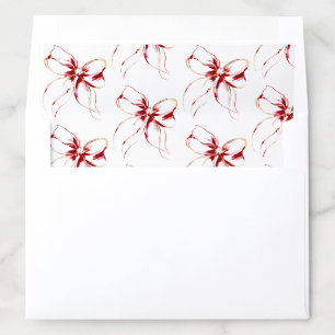 Elegant Dark Red Bow Coquette Bridal Shower Envelope Liner