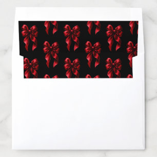 Elegant Dark Red Bow Moody Black Bridal Shower Envelope Liner