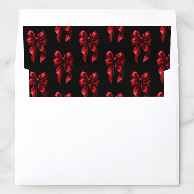 Elegant Dark Red Bow Moody Black Bridal Shower Envelope Liner (In Envelope)
