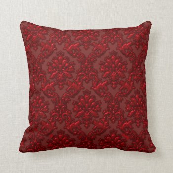 Elegant Dark Red Damask Throw Pillow by UROCKDezineZone at Zazzle
