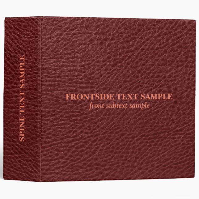 Elegant Dark Red Faux Leather Print 3 Ring Binder (Front/Spine)