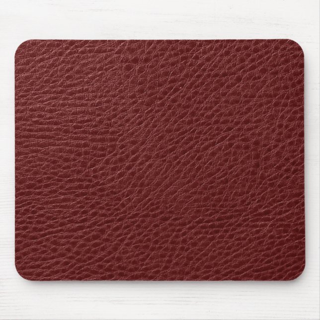 Elegant Dark red Faux Leather Print Mouse Pad (Front)