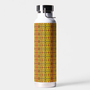 Elegant Dark Red Geometric Pattern Stainless Steel Water Bottle