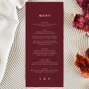 Elegant Dark Red Plum Burgundy Classic Wedding Menu