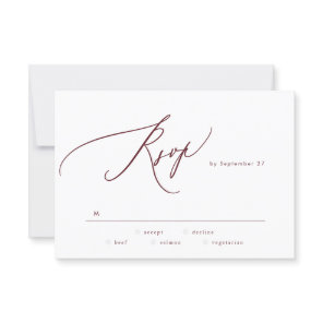 Elegant Dark Red Plum Burgundy The Wedding RSVP Card