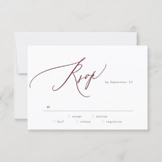 Elegant Dark Red Plum Burgundy The Wedding RSVP Card