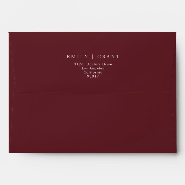 Elegant Dark Red Plum Burgundy White The Wedding Envelope (Back (Top Flap))