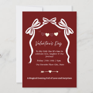 Elegant Dark Red Romantic Valentine's Day Invitation