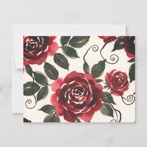 Elegant Dark Red Roses Floral Invitation