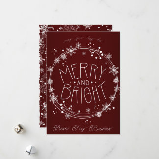 Elegant Dark Red Snowflake Business Holiday Card