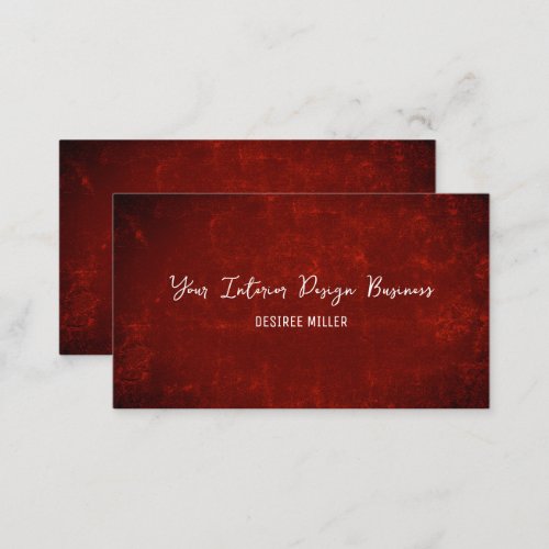 Elegant Dark Red Texture Country Rustic Business Card