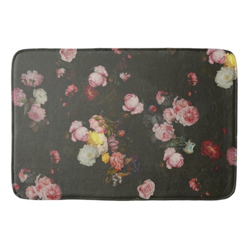 Elegant Dark Rich Floral Pink Roses  Bath Mat