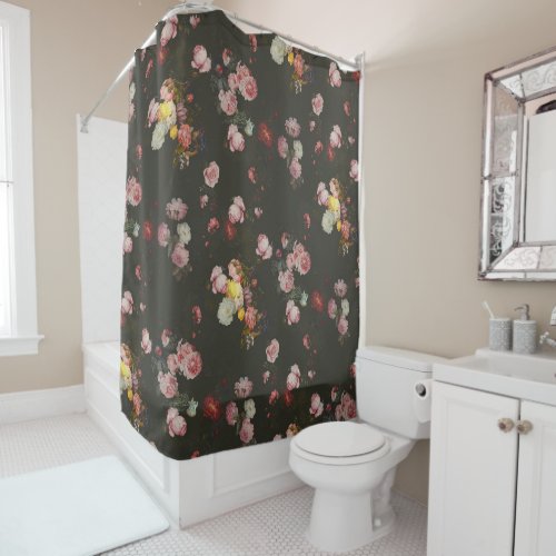 Elegant Dark Rich Floral Pink Roses  Shower Curtain