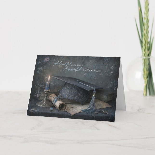 Elegant Dark Romance Moody Graduation Card (Front)