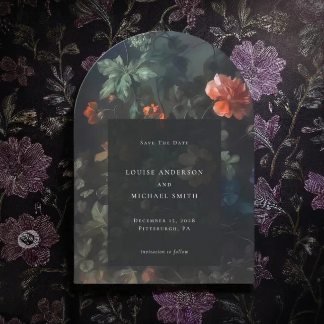 Elegant Dark Romantic Moody Floral Wedding Save The Date | Zazzle