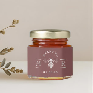 Elegant Dark Rose Meant to Bee Wedding Honey Jar Favors