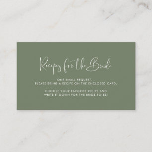 Elegant Dark Sage green Recipe request card