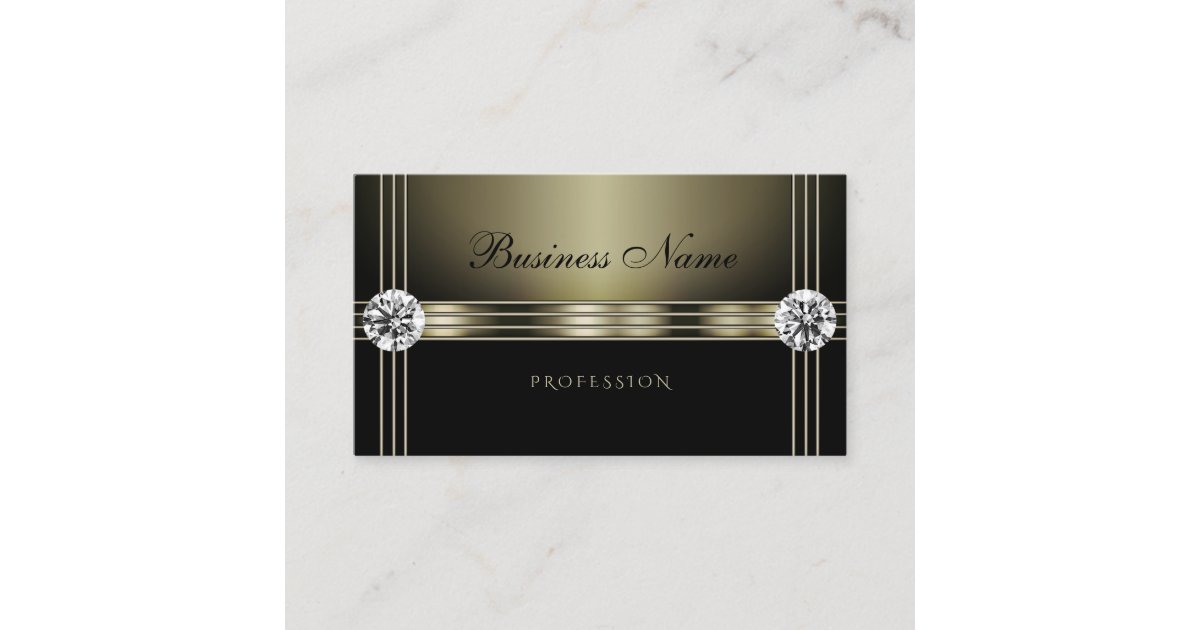 Elegant Dark Silver and Black Bright Rhinestones Business Card Zazzle