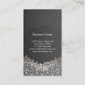 Elegant Dark Silver Damask - Hair Stylist Business Card (Back)