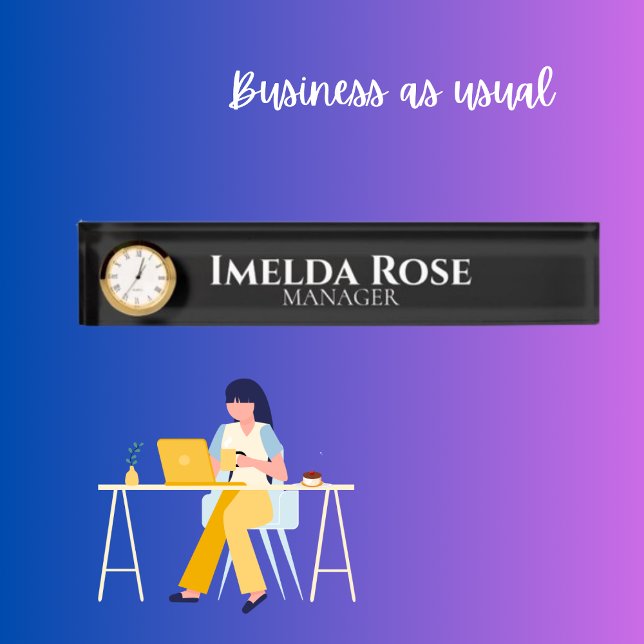 Elegant Dark Simple Manager Desk Name Plate (Creator Uploaded)