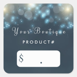 Elegant Dark Teal Bokeh Sparkle Boutique Price Tag