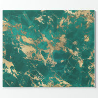 Elegant Dark Teal Green Gold Marble Christmas Wrapping Paper