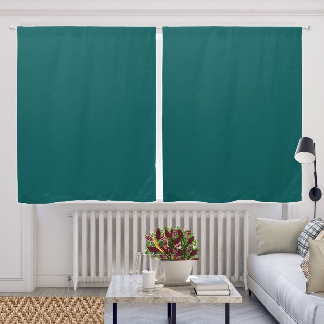 Elegant Dark Teal Green Phthalo Solid Jewel Tone  Blackout Curtains (Solid teal green curtains will add the richness of jewel tones to your space, with a modern touch.)