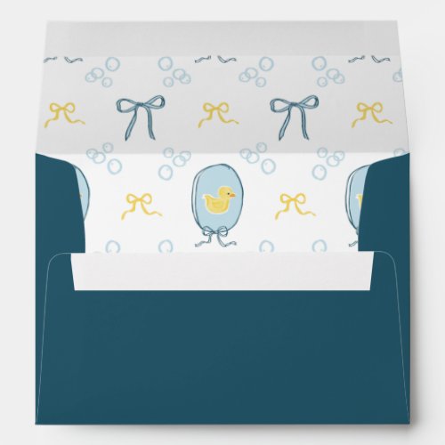 Elegant Dark Teal Rubber Duck Liner Return Address Envelope