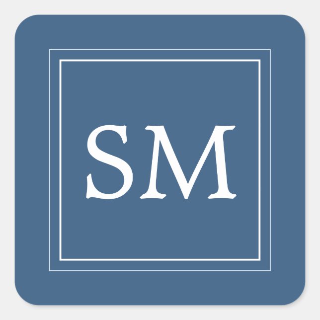 Elegant Dark Turquoise White Monogram Wedding Square Sticker (Front)