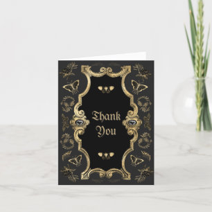 Elegant Dark Victorian Gothic Baby Shower Letterpress Thank You Card
