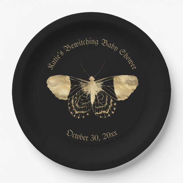 Elegant Dark Victorian Gothic Baby Shower  Paper Plates (Front)