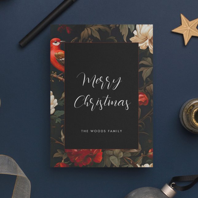 Elegant Dark Vintage Merry Christmas Holiday Card (Creator Uploaded)