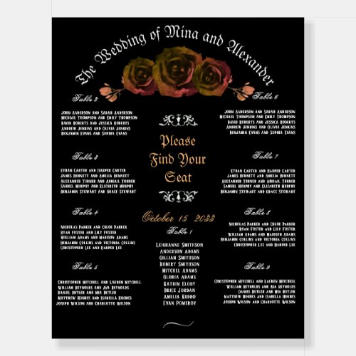 Elegant Dark Vintage Rose Goth Halloween Wedding Foam Board