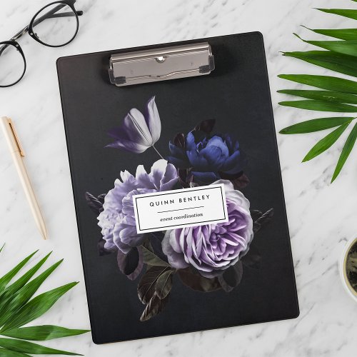 Elegant Dark Violet Floral Bouquet Personalized Clipboard