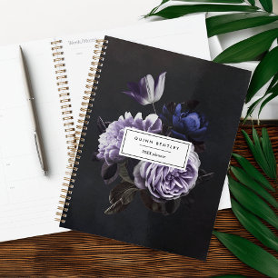 Elegant Dark Violet Floral Bouquet Personalized Planner