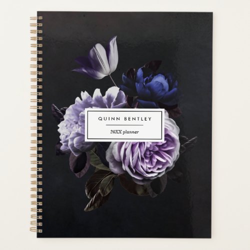 Elegant Dark Violet Floral Bouquet  Personalized Planner